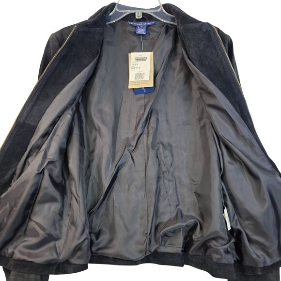Black Suede Lined Jacket Size XL Vintage Deadstock Outerwear Catherine Stewart - Picture 2 of 14